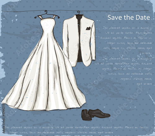 Vintage poster with with a wedding dress.