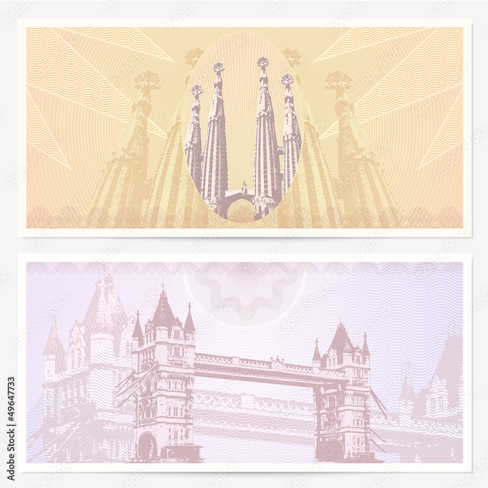 Naklejka premium Voucher (coupon,certificate) template with showplace