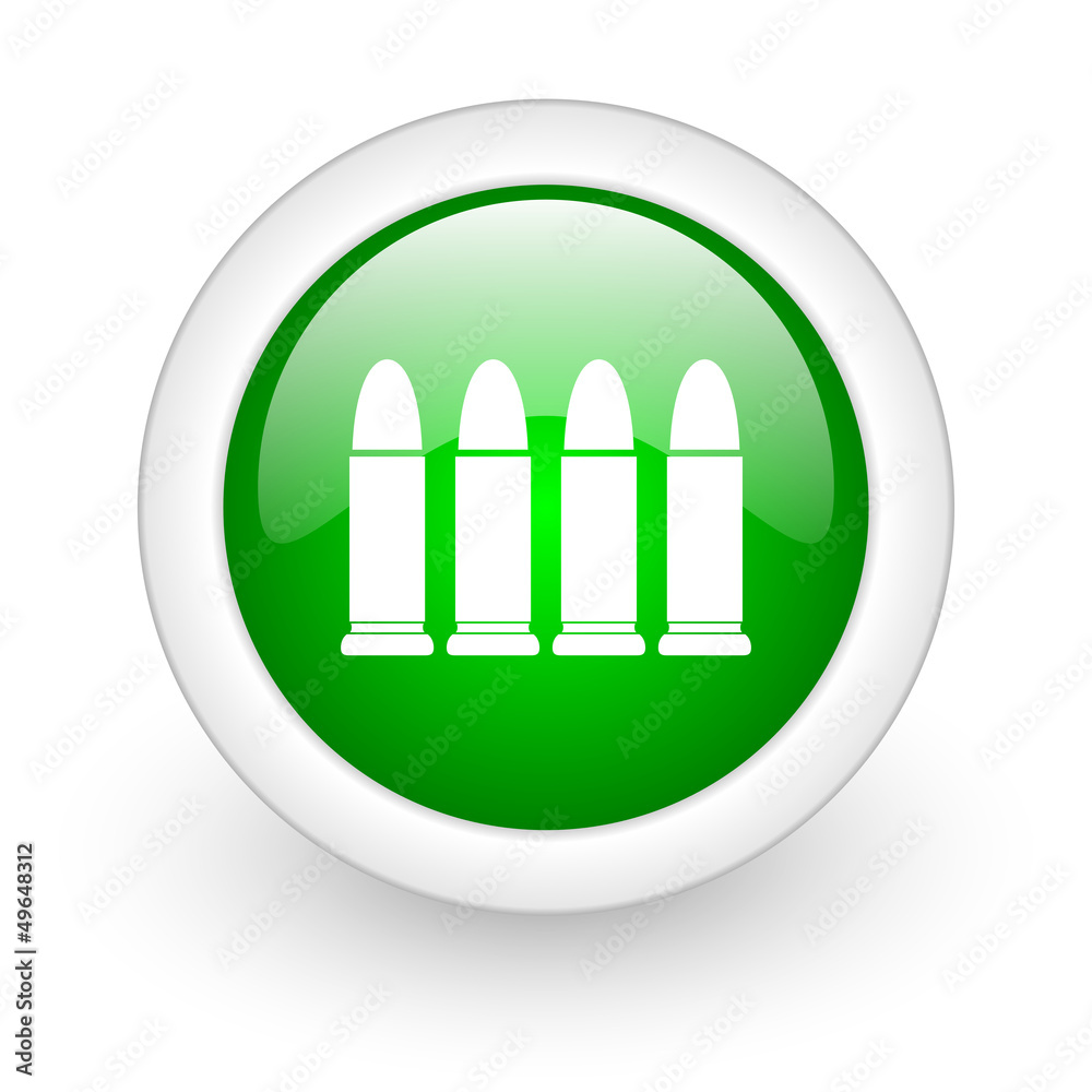 ammunition green circle glossy web icon on white background ammunition green circle glossy web icon on white background