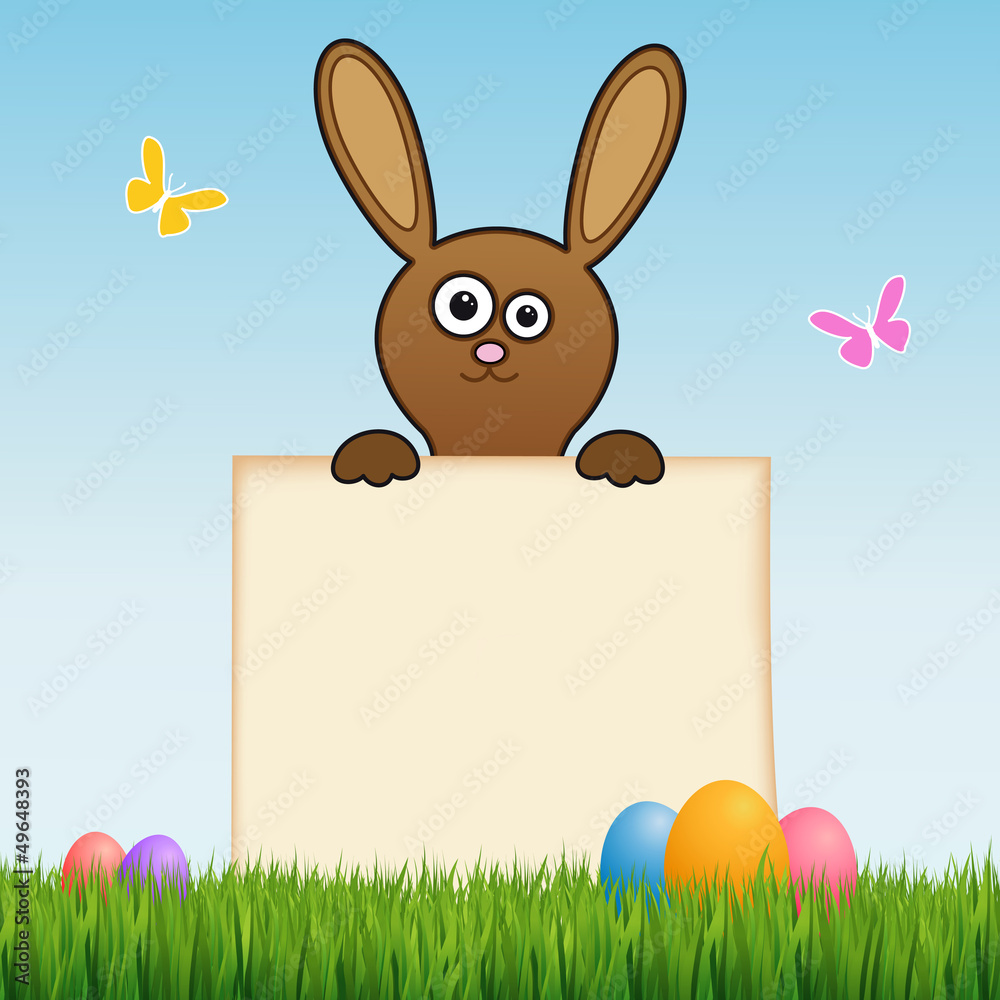 Obraz premium Osterhase mit Schild