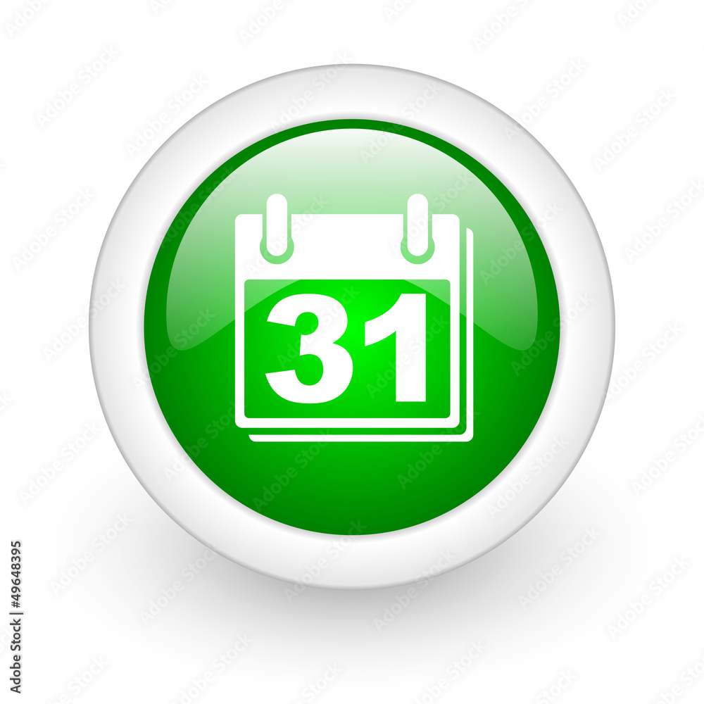 calendar green circle glossy web icon on white background calendar green circle glossy web icon on white background