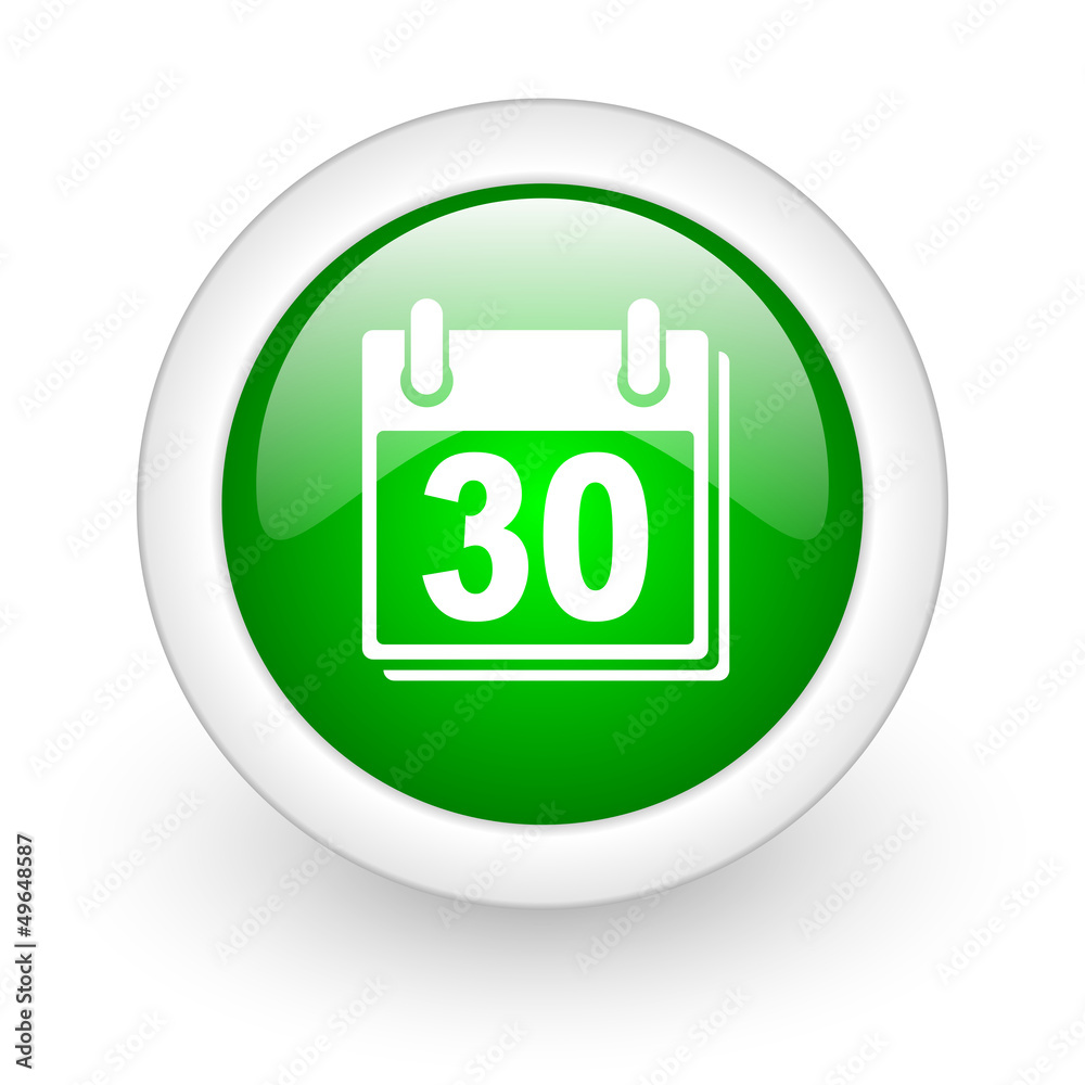calendar green circle glossy web icon on white background calendar green circle glossy web icon on white background