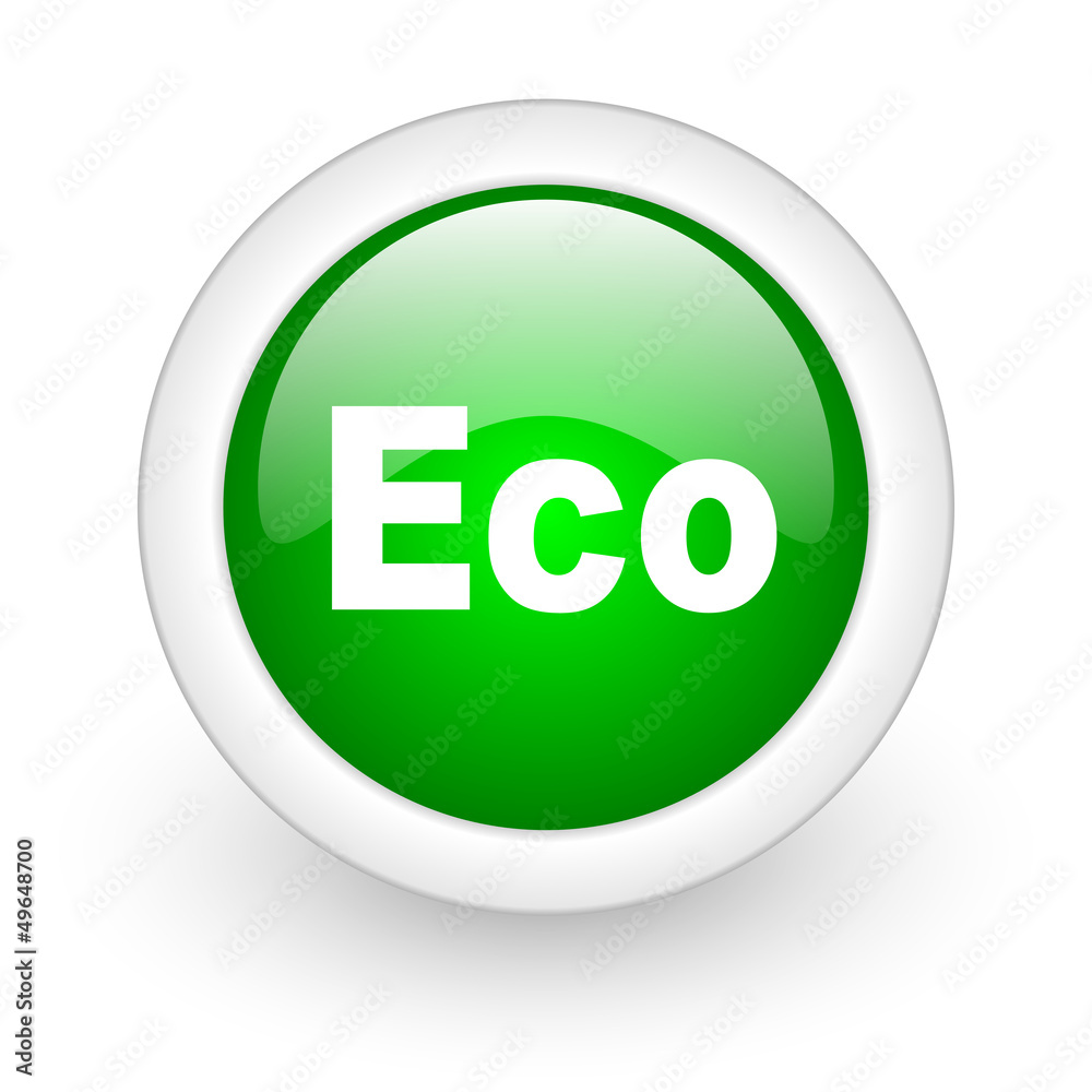 eco green circle glossy web icon on white background eco green circle glossy web icon on white background