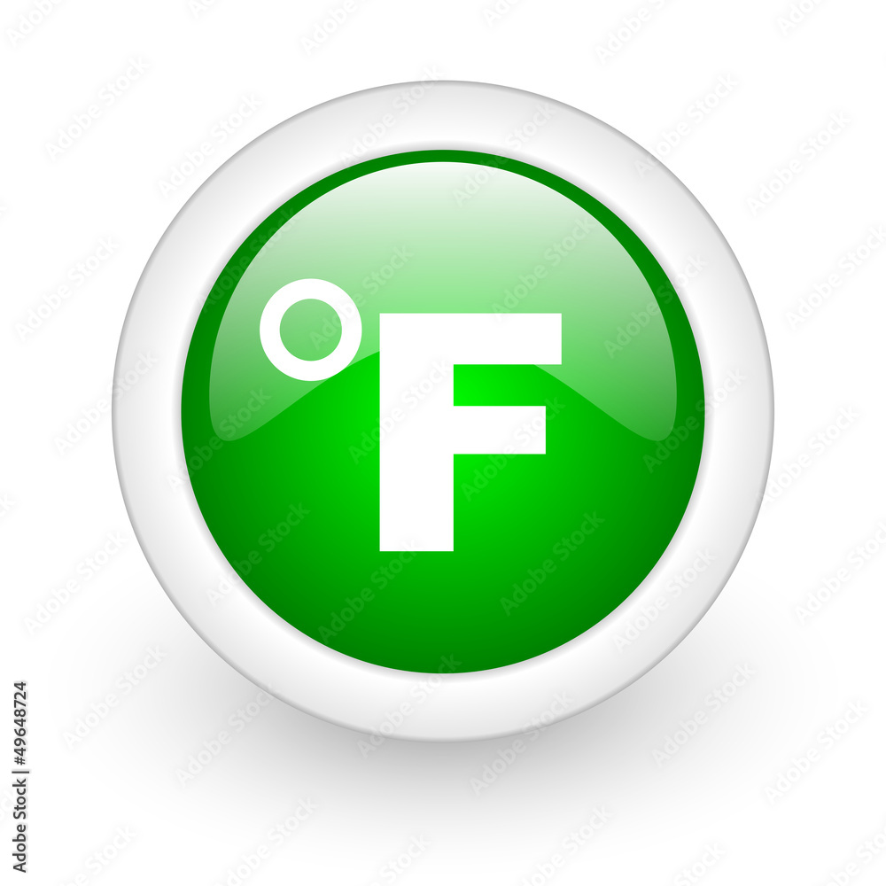 fahrenheit green circle glossy web icon on white background fahrenheit green circle glossy web icon on white background