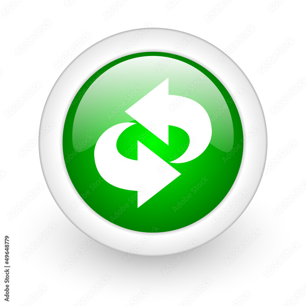 rotate green circle glossy web icon on white background rotate green circle glossy web icon on white background