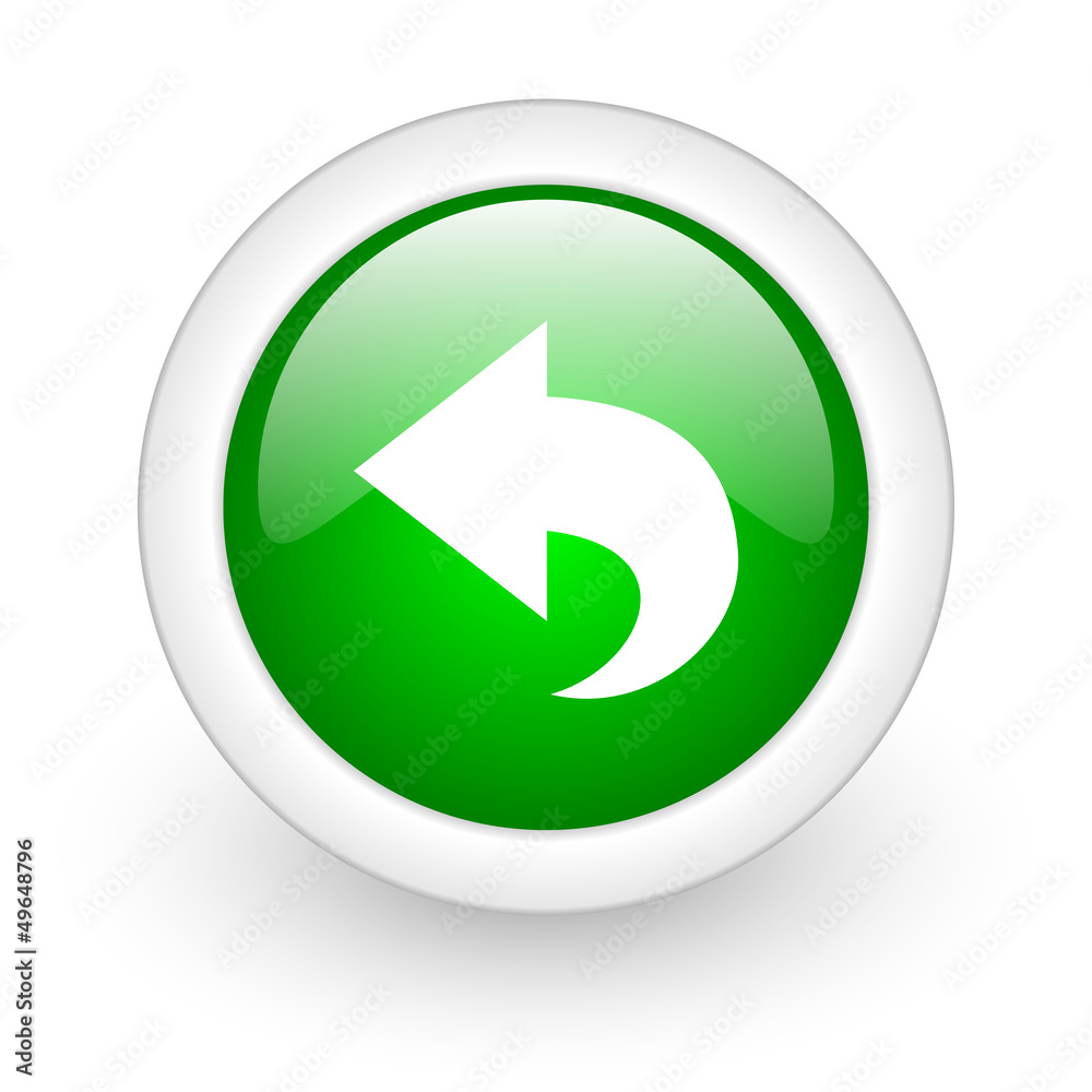 back green circle glossy web icon on white background back green circle glossy web icon on white background