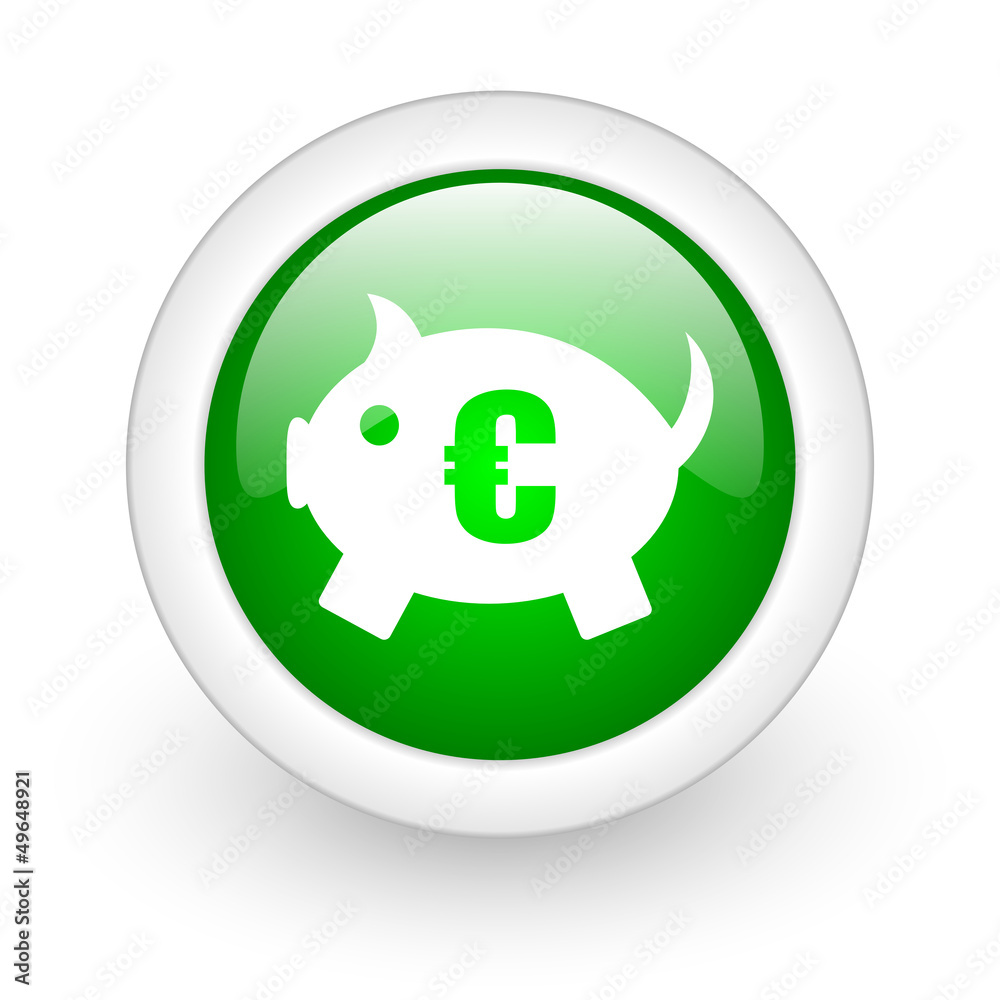piggy bank green circle glossy web icon on white background piggy bank green circle glossy web icon on white background