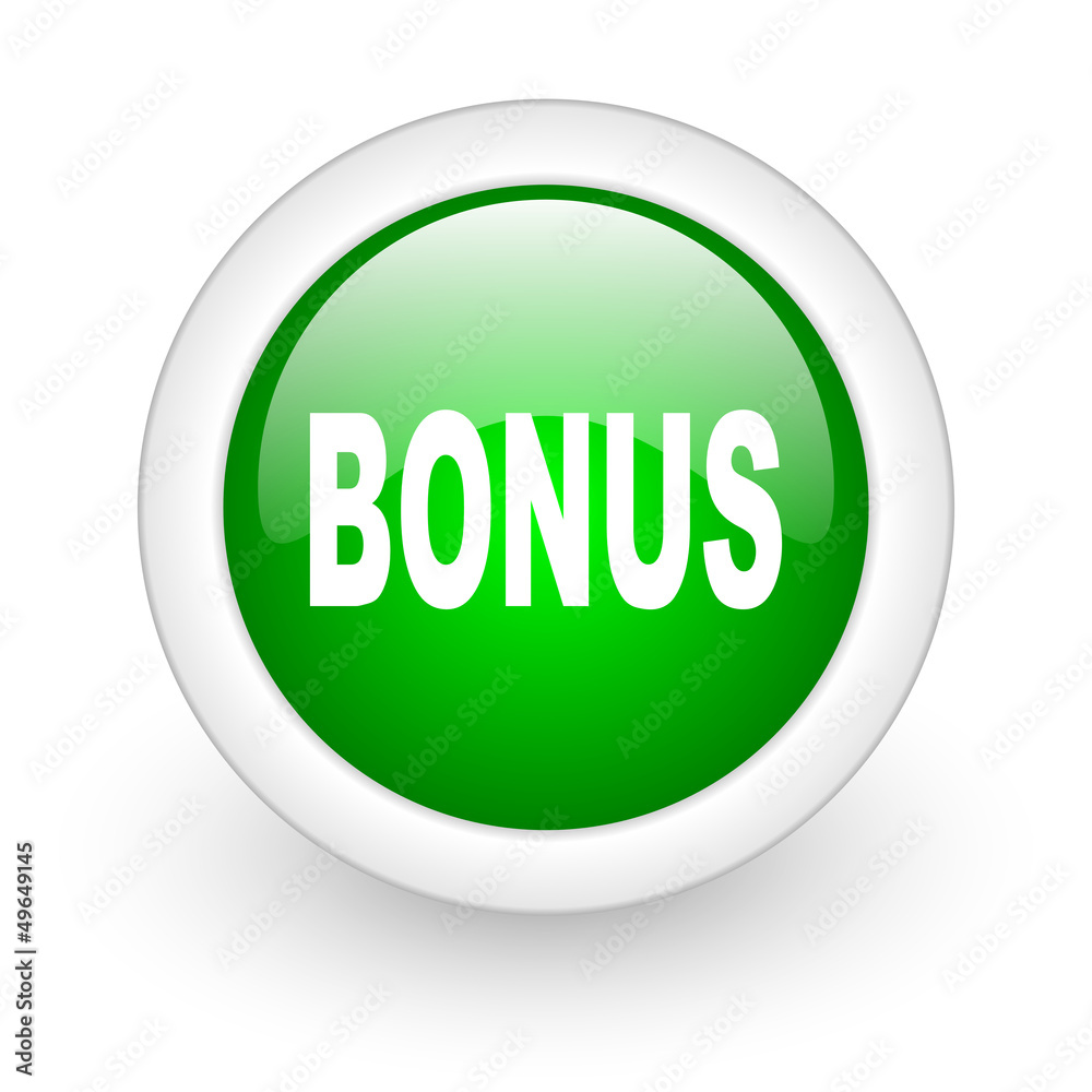 bonus green circle glossy web icon on white background bonus green circle glossy web icon on white background