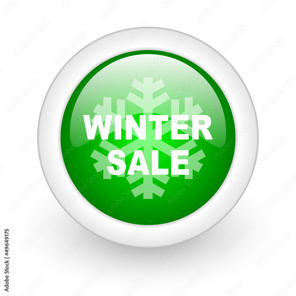 winter sale green circle glossy web icon on white background winter sale green circle glossy web icon on white background
