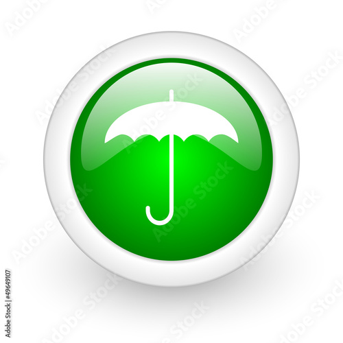 umbrella green circle glossy web icon on white background
