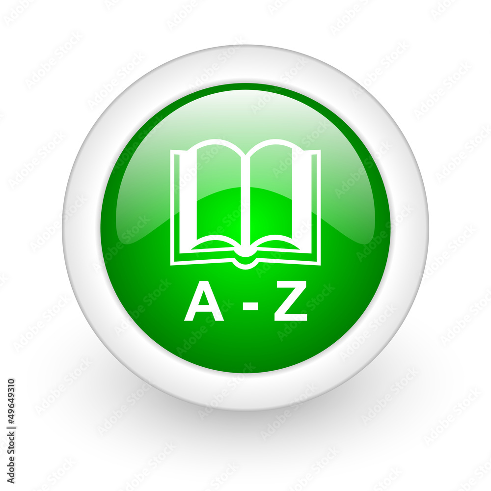 dictionary green circle glossy web icon on white background dictionary green circle glossy web icon on white background