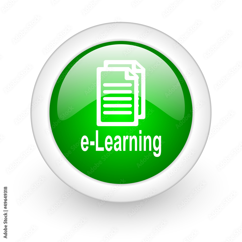 e-learning green circle glossy web icon on white background e-learning green circle glossy web icon on white background