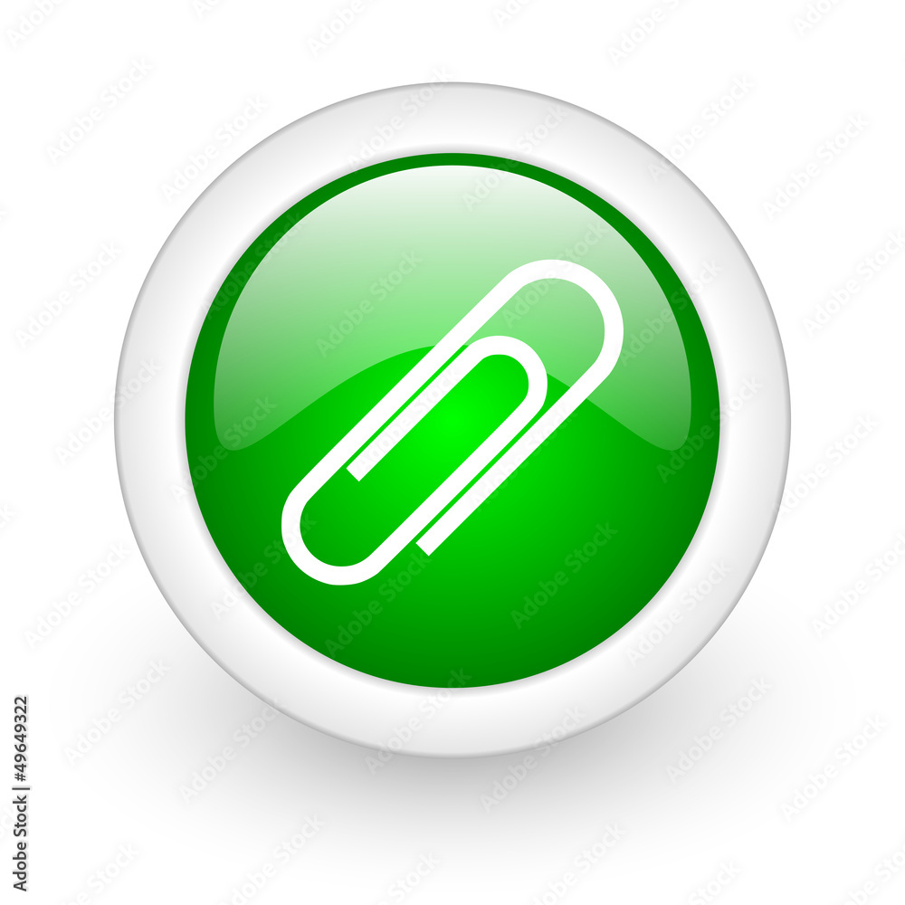 paper clip green circle glossy web icon on white background paper clip green circle glossy web icon on white background