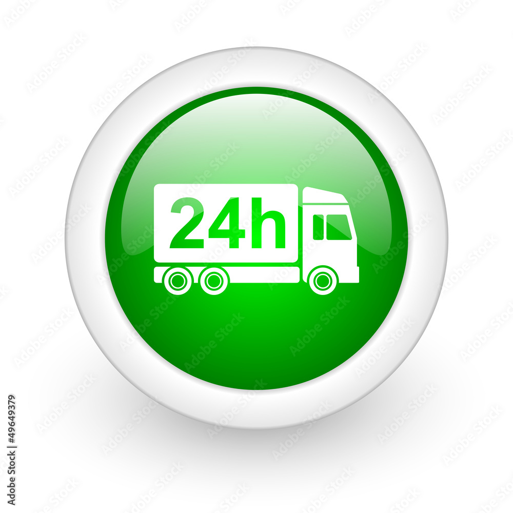 delivery 24h green circle glossy web icon on white background delivery 24h green circle glossy web icon on white background
