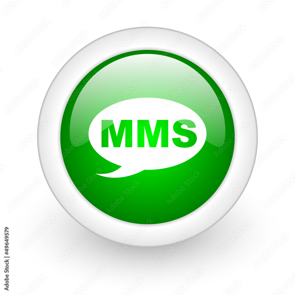 mms green circle glossy web icon on white background mms green circle glossy web icon on white background