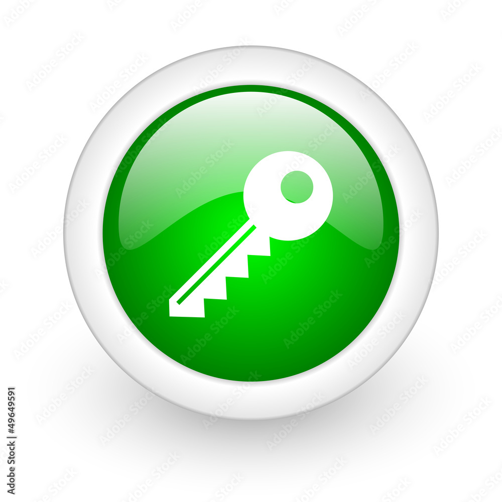 key green circle glossy web icon on white background key green circle glossy web icon on white background