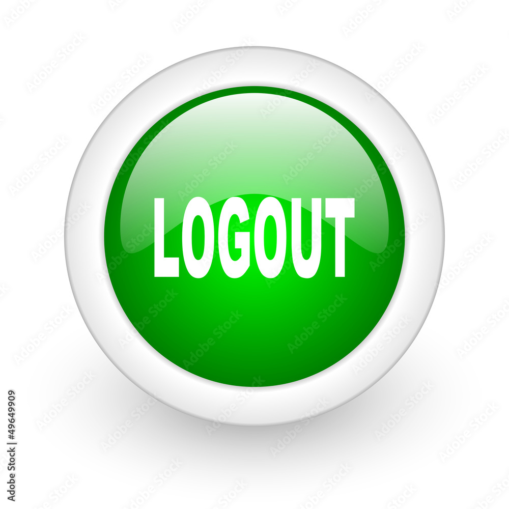 logout green circle glossy web icon on white background logout green circle glossy web icon on white background