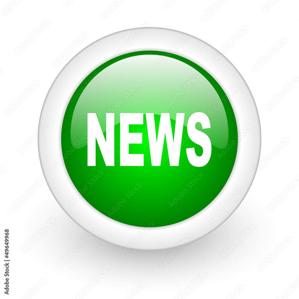 news green circle glossy web icon on white background news green circle glossy web icon on white background