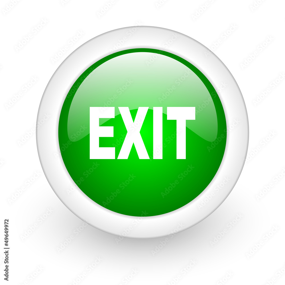 exit green circle glossy web icon on white background exit green circle glossy web icon on white background