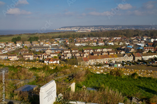 View of Uphill and weston-super-mare from church on hill