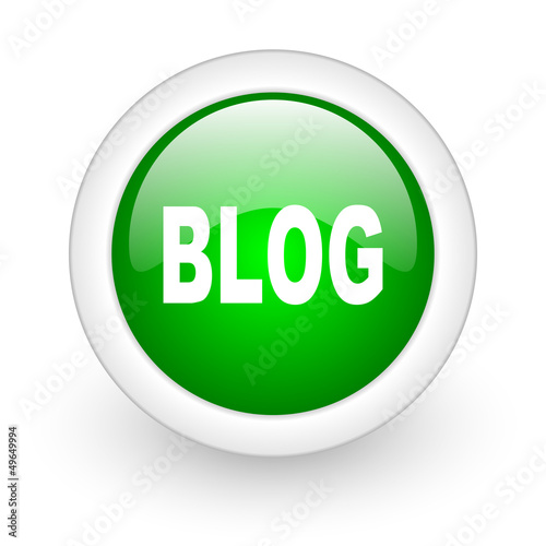 blog green circle glossy web icon on white background