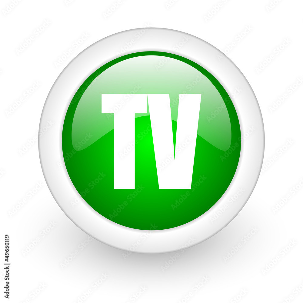 tv green circle glossy web icon on white background tv green circle glossy web icon on white background