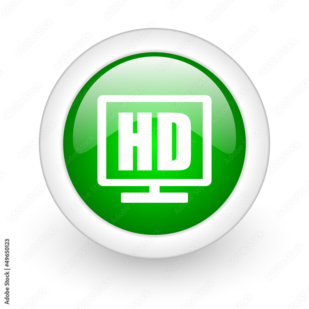 hd display green circle glossy web icon on white background hd display green circle glossy web icon on white background