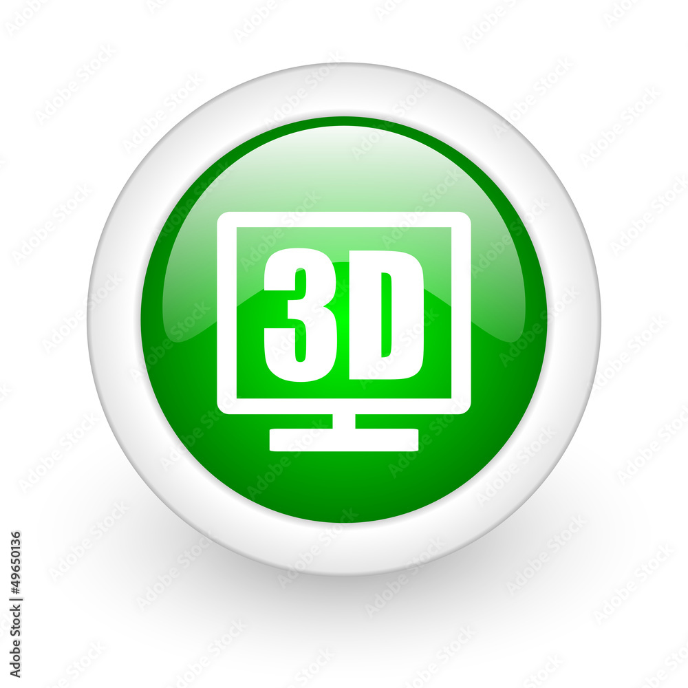 3d display green circle glossy web icon on white background 3d display green circle glossy web icon on white background
