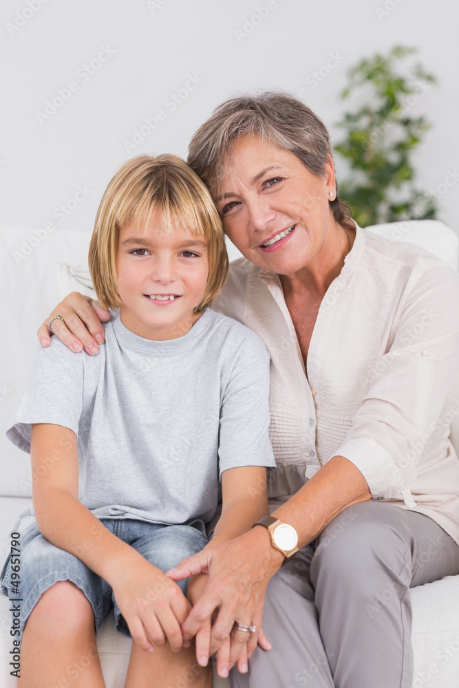 Portrait of a little boy and his grandmother Portrait of a little boy and his grandmother