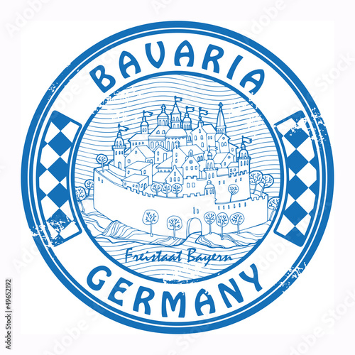Fotografia, Obraz Stamp with the castle and words Bavaria, Germany, vector