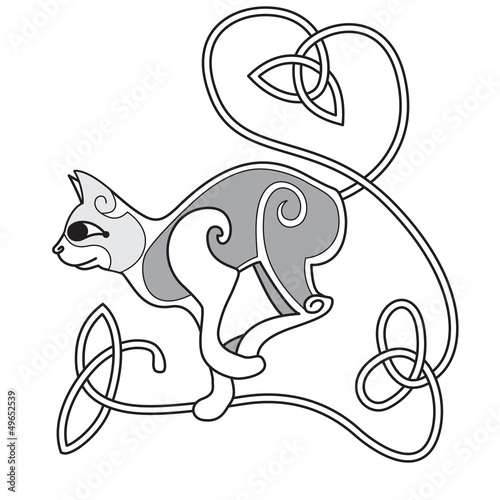 Celtic Cat with heart knotted tail