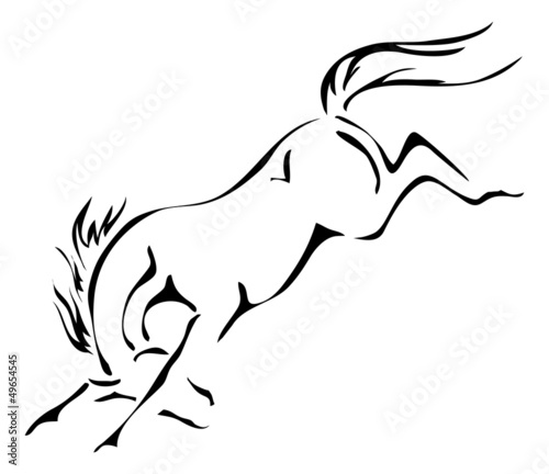 black and white vector outlines of bucking horse