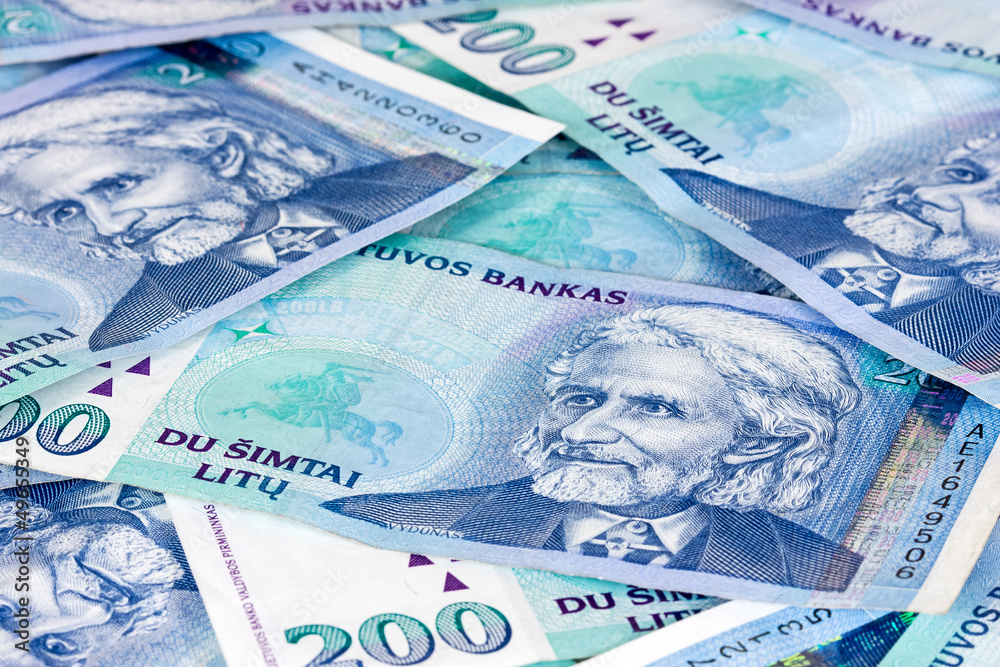 Lithuanian currency background Lithuanian currency background