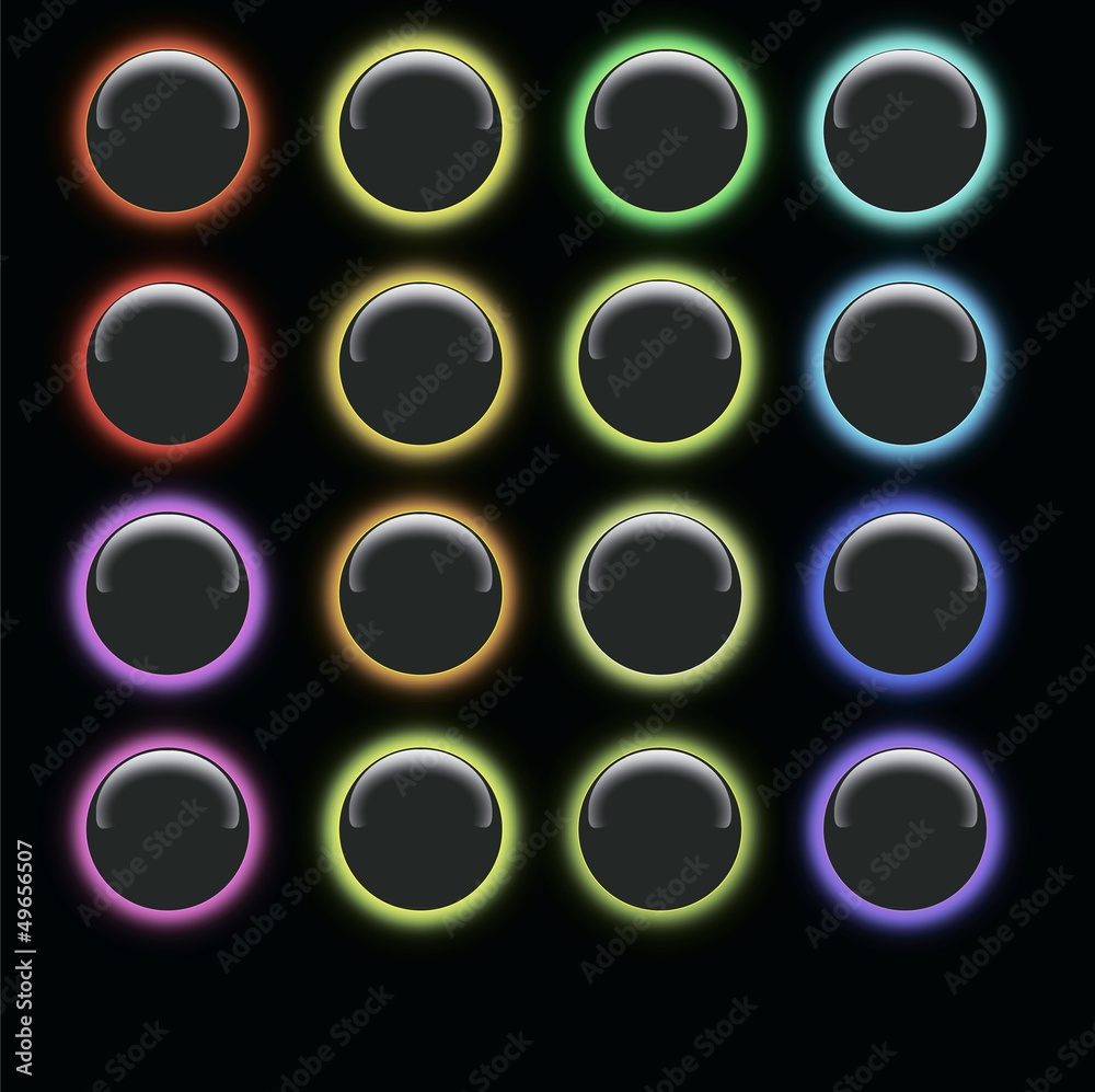 glossy buttons of different color - obrazy, fototapety, plakaty 