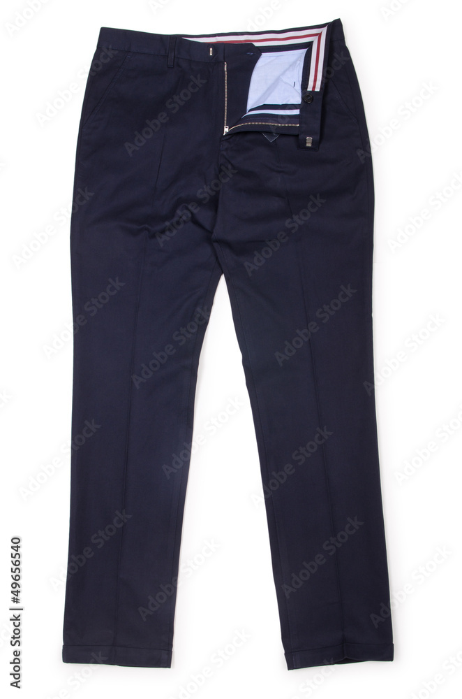 Fashion concept with trousers on white Fashion concept with trousers on white