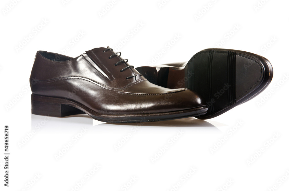 Fashion concept with male shoes on white Fashion concept with male shoes on white
