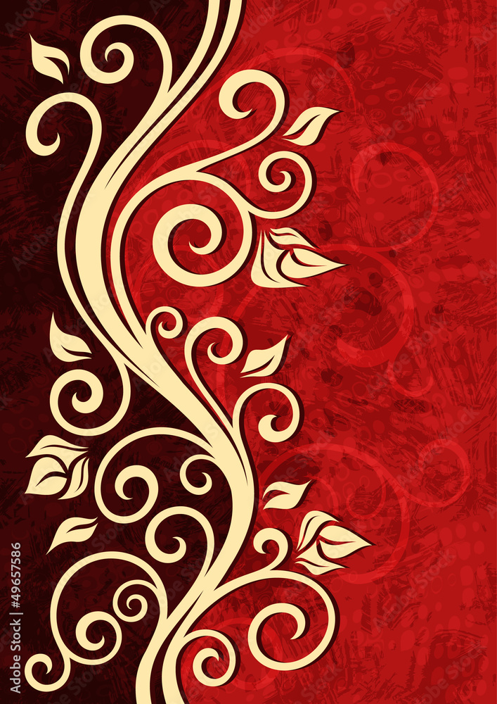 Abstract red grunge vector floral illustration. Abstract red grunge vector floral illustration.
