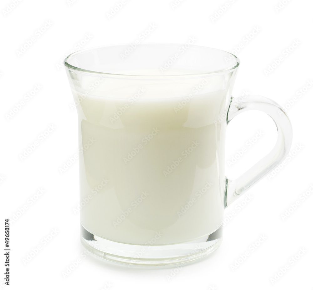 Transparent glass cup with milk Transparent glass cup with milk