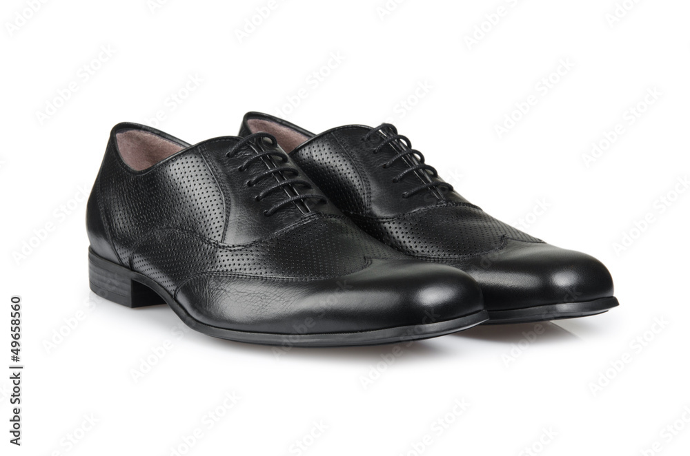 Fashion concept with male shoes on white Fashion concept with male shoes on white