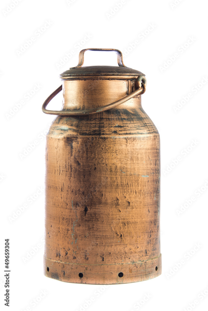 Retro milk can. old can of milk on white background Retro milk can. old can of milk on white background