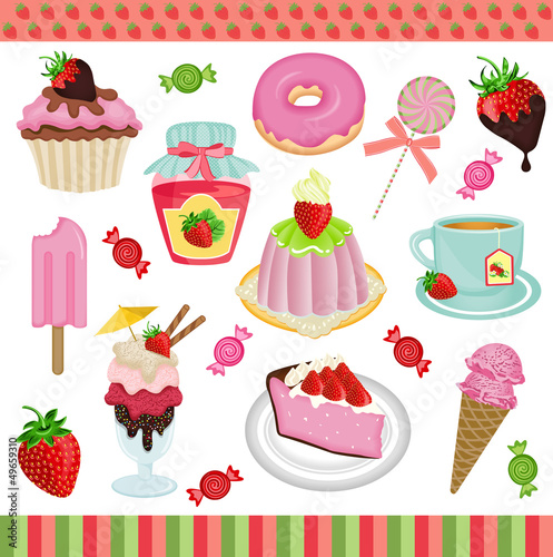 Strawberry candies digital collage