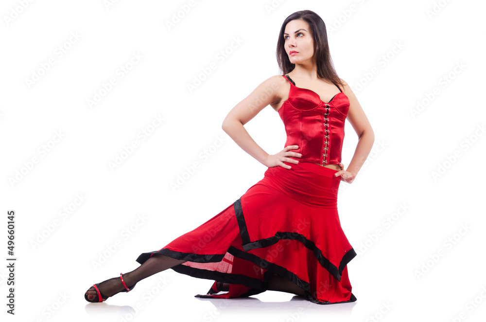 Naklejka premium Female dancer dancing spanish dances