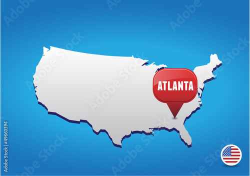 Atlanta on USA map