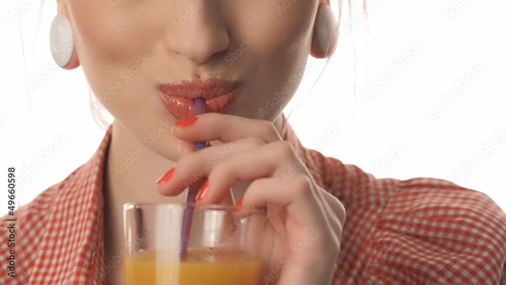 girl beautiful female lips drinking juice girl beautiful female lips drinking juice
