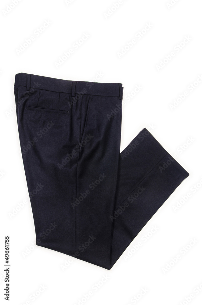 Fashion concept with trousers on white Fashion concept with trousers on white
