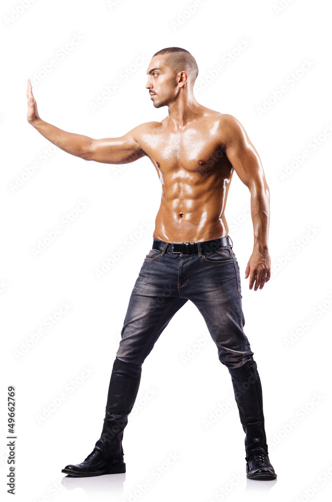Nude man isolated on the white background Nude man isolated on the white background