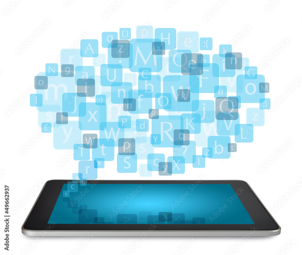 Tablet PC with blogging concept Tablet PC with blogging concept