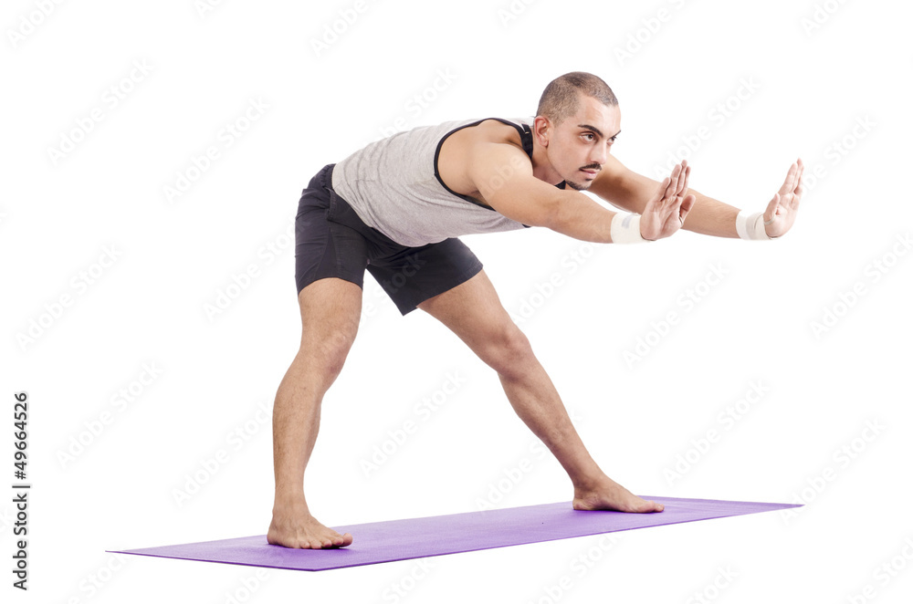 Man doing exercises on white Man doing exercises on white