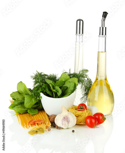 Composition of mortar, pasta and green herbals, isolated