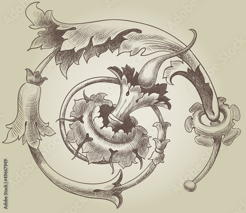 floral ornament,  vector illustration